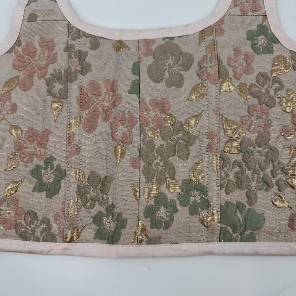 French Meadows Floral Tapestry Corset Stays Bodice Pink Gold Renaissance PNW - Picture 12 of 14